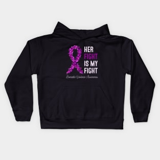 Her Fight Is My Fight Domestic Violence Purple Ribbon Awareness Kids Hoodie